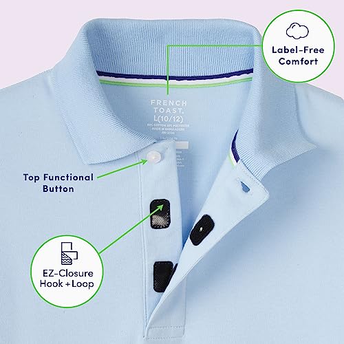 French Toast Kids' Adaptive Short Sleeve Polo Shirt | Hook and Loop Placket | Flat Seams4