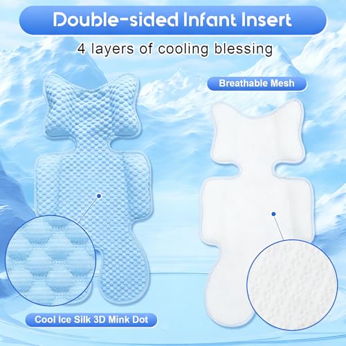 Image of Baby Car Seat Cooling Pad, Mink Dot Carseat Cooler for Girls Boys, Stroller Cooling Cushion with 3D Breathable Mesh, Multifunctional Infant Insert Liner for Summer