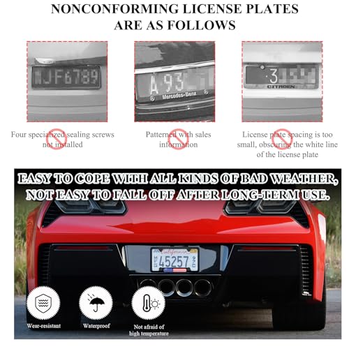 Image of 2 PCS Flag License Plate Frame, American Flag Patriotic Stainless Steel Auto Plate Cover, Vintage US Rust-Proof Vehicle License Plate Holder, Universal Car Accessories (Black&Colorful)