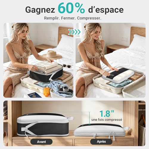 Organisateur De Valise Voyage : Organisateur Valise 8 Pièces – Sac de Compression Voyage en Pol... – Image 2