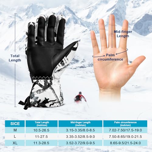 clubone Winter Gloves, Ski Gloves for Men Women, Waterproof Touchscreen Snow Gloves, Snowboard Gloves for Ski Running Snowbarding