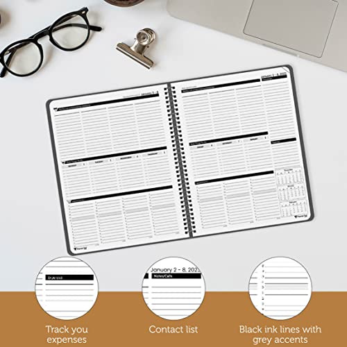 Planner Pad Spiral Bound 3-Tier Funnel Down 12 Month Organizer, Calendar Year (January - December 2023), Black Cover/Black Ink, 6 3/4" x 8 1/2" - Thumbnail 4
