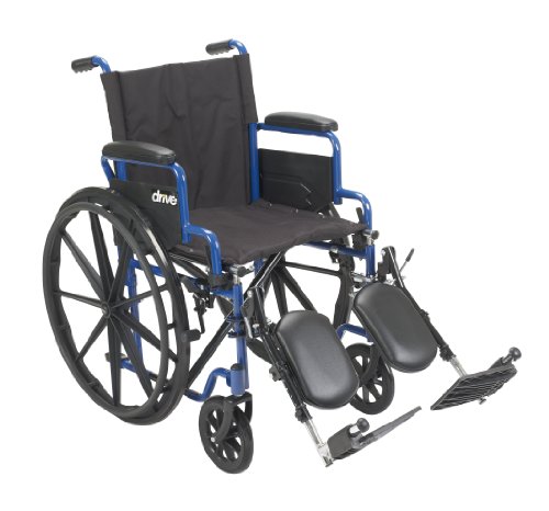 Drive Medical Blue Streak Wózek inwalidzki z odchylanymi podłokietnikami biurka, podnoszące podpórki na nogi, siedzisko 40 cm