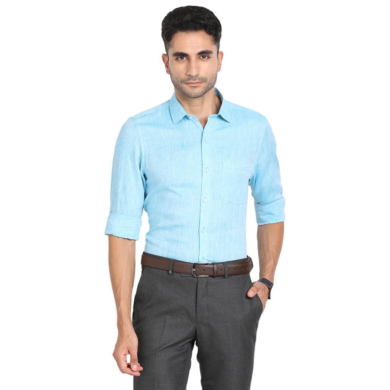 Chemise en lin pur homme ajustée rose Turtle pour une élégance estivale raffinée
