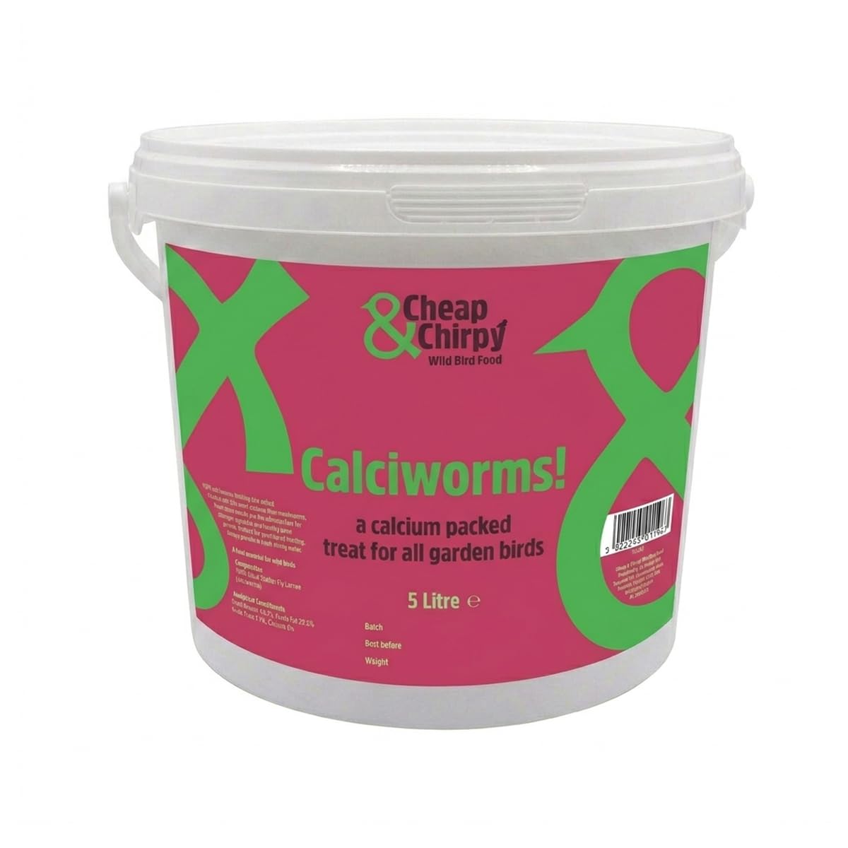 Cheap & Chirpy Calciworms For Wild Birds - 5 Litre Tub - Wild Bird Food - Calci Worms & Hedgehog Food Dry - Robin Feed (packaging may vary)