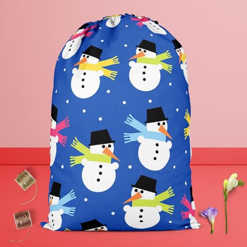 Image of ArtzFolio Snowman | Reusable Sack Bag | Bag for Gym, Storage, Vegetable & Travel