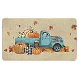 Fall Door Mat Truck Pumpkins Decorative Doormat Indoor Outdoor Non Slip Rug Seasonal Thanksgiving Ho