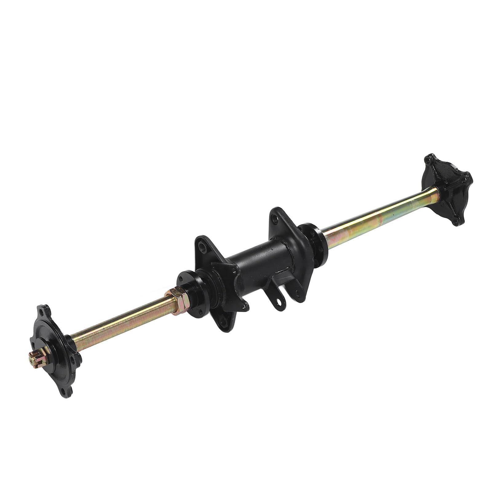 Jeffergarden Zespół Tylnej Osi Gokartowej, oś Tylna ze Stopu Stali 25 Mm, 810 Mm z piastą i Mocowaniem Hamulca, łatwa Instalacja Zamienna do Pojazdów Terenowych ATV Karting DIY