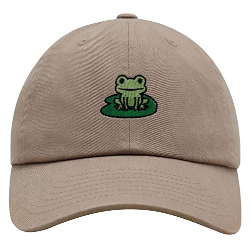 JPAK Frog Premium Dad Hat - Embroidered Baseball Cap - Khaki