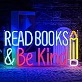 LULANMP Read Books And Be Kind Neon Sign Pencil Neon Light Student LED Neon Light Colorful Neon Light Up Sign Suitable for Classroom Bookstore Library Museum Study Room (14.1"*7")