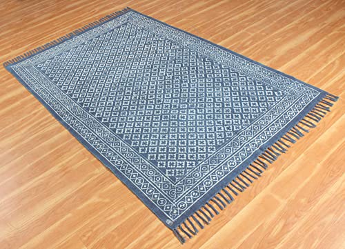 Tapis de sol durable Dhurrie Dabu imprimé fait main - 5