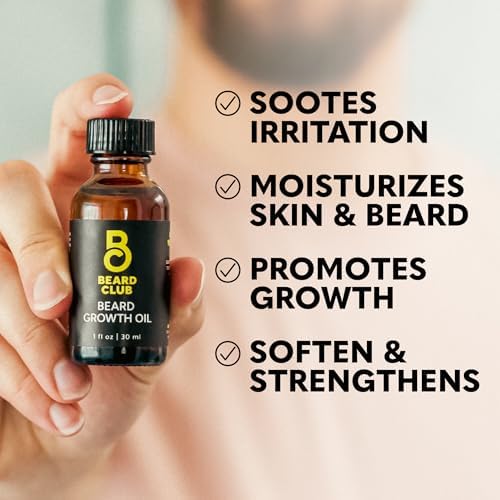 Image of The Beard Club Beard Growth Oil and Vitamin Gummies Bundle - Mens Grooming Kit with Natural Castor Oil and Biotin Gummy Supplement - Supports Thicker, Fuller Facial Hair Growth from Within