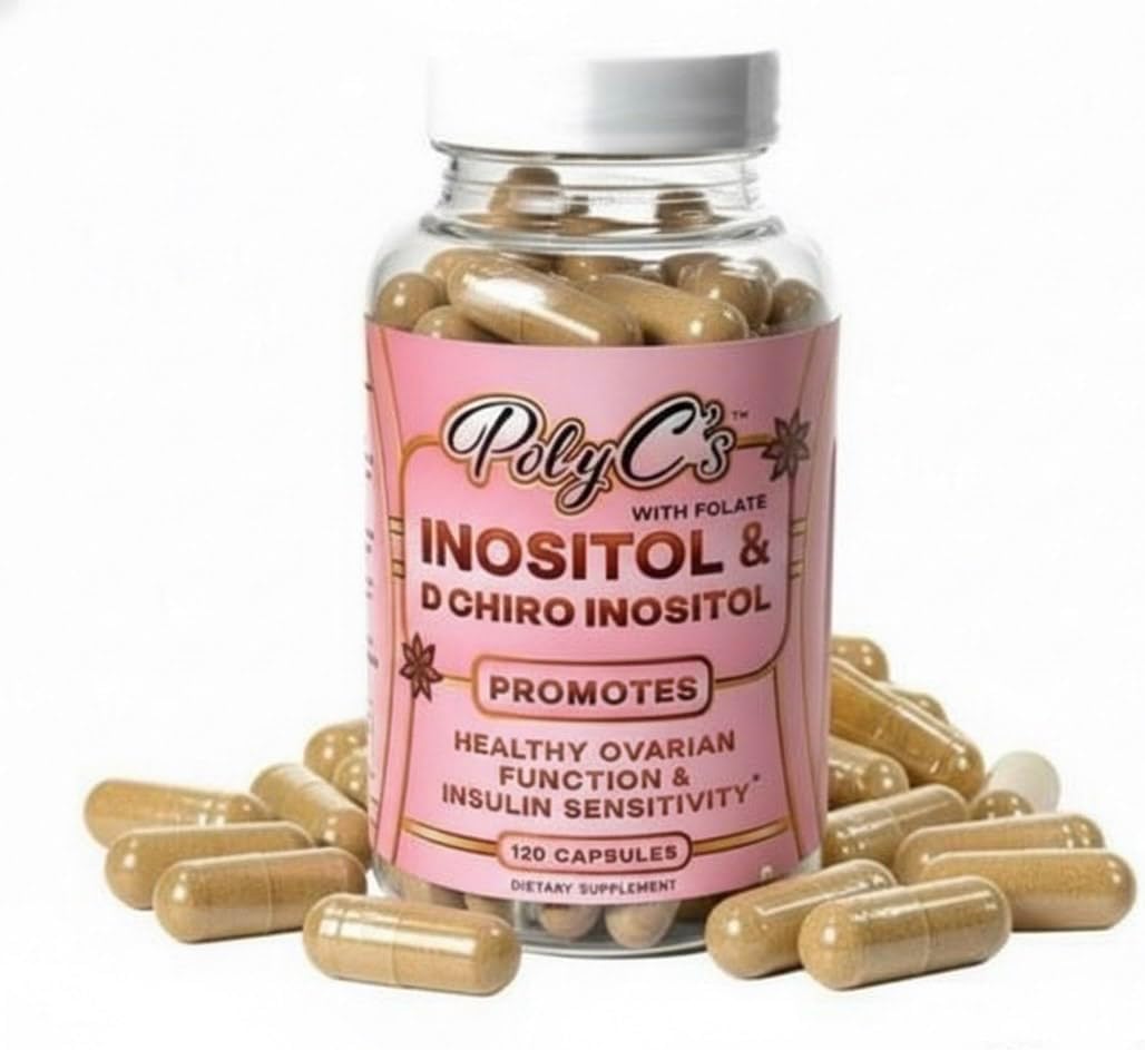 POLYC'S PCOS Supplement for Women -Myo-Inositol & D-Chiro Inositol 40:1 Ratio for Hormone Balance, Fertility & Reproductive Wellness – Ovarian Health & Ovulation, Vegan, 120 Capsules