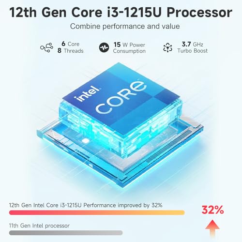 Image of NIMO 17.3 inch FHD IPS Laptop, Intel Core i3-1215U (Beats i5-1135G7 Class), 8GB RAM, 256GB SSD, Windows 11 Home, Wi-Fi 6, Backlit Keyboard, Fingerprint, USB-C 65W Fast Charge, Bluetooth 5.2, 180 View