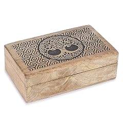 Ajuny Scatola Portaoggetti in Legno Fatta a Mano Portagioie con Design Artigianale a Forma di Albero Stile Vintage Scatola Portaoggetti per Orecchini e Collane Ottimo Regalo - 8x5 Pollici