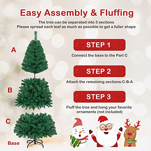 Goplus 6Ft Artificial Christmas Tree Xmas Pine Tree With Solid Metal Legs Perfect For Indoor And Outdoor Holiday Decoration thumb #4