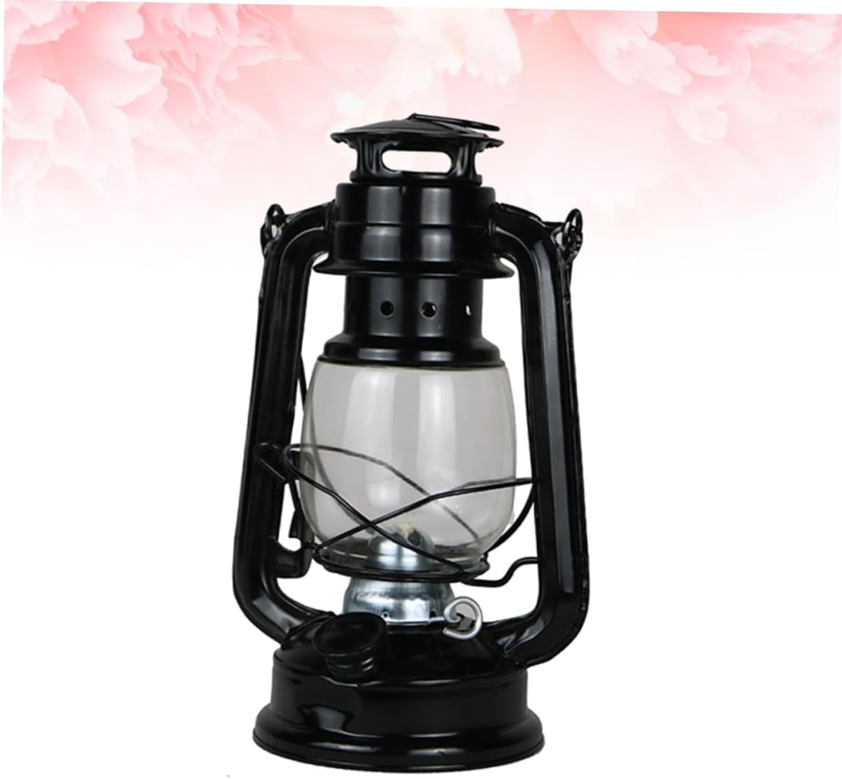 2pcs Vintage Wrought Iron Kerosene Lamp Set Portable Camping Lantern for Outdoor Use Retro Black Design for Festivals and Home