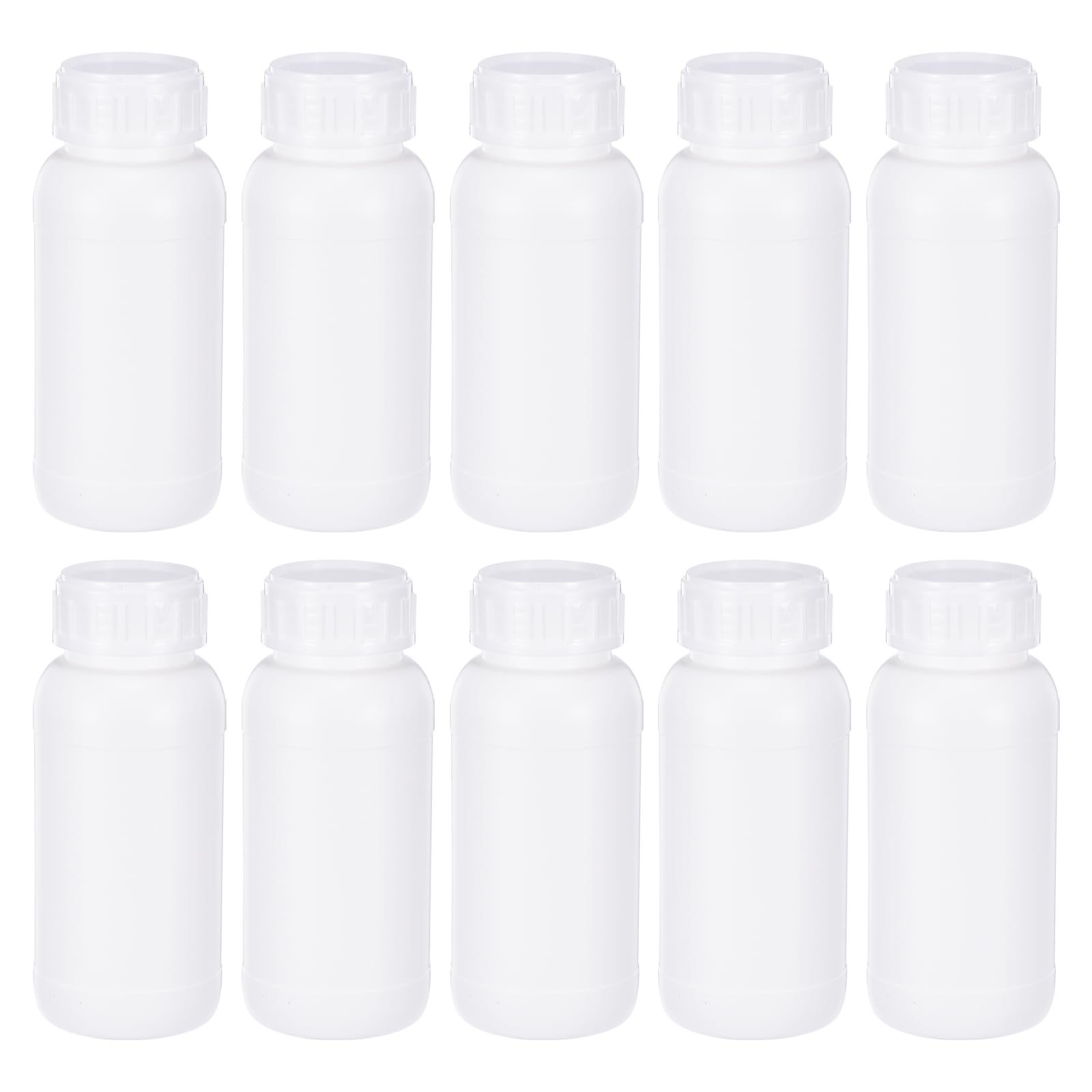 PATIKIL 20Pcs Bouteilles de Réactif de 250 ml, Bouchon à Vis, en PE, à Col Étroit, pour Stockage de Liquides Réactifs de Laboratoire, d'Échantillons Solides, Translucides Blanches