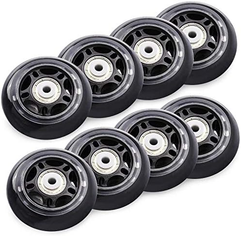TOBWOLF 8 Pack 76mm 84A Inline Skate Wheels with ABEC-7 Bearings, Roller Skate Replacement Wheels for Girls & Boys Roller Blade Skating - Black