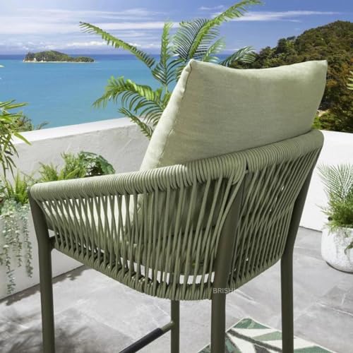Image of BRISHI Outdoor Bar Set Garden Patio Bar Set Chairs and Table Set Balcony Braid & Rope (2 Seater, Green)