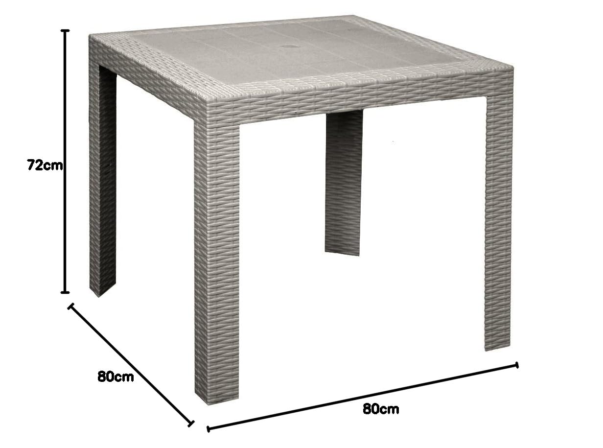 Areta ARE067 Tavolo, Modello Saturno, Tortora, 80 x 80 x 72 cm