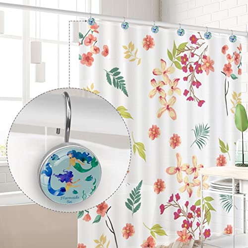 Crochets rideau de douche aquarelle verte pour une ambiance marine et zen - 5