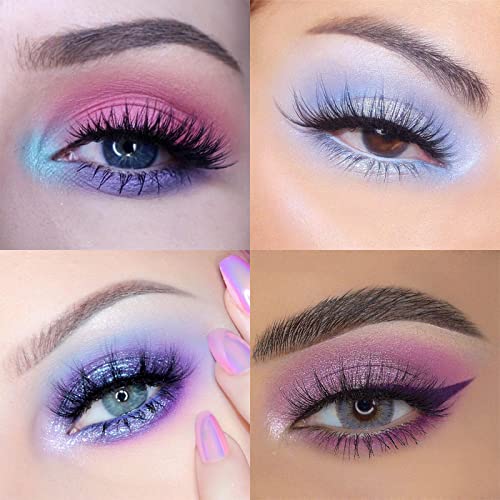 Purple Eyeshadow Palette, 16 Colour Glitter Matte Eye Shadow Pallets For Women, Long Lasting Highly Pigmented Eye Shadow Waterproof Blendable Eye Make-Up Palettes (01 Blue Siren) - Image 5