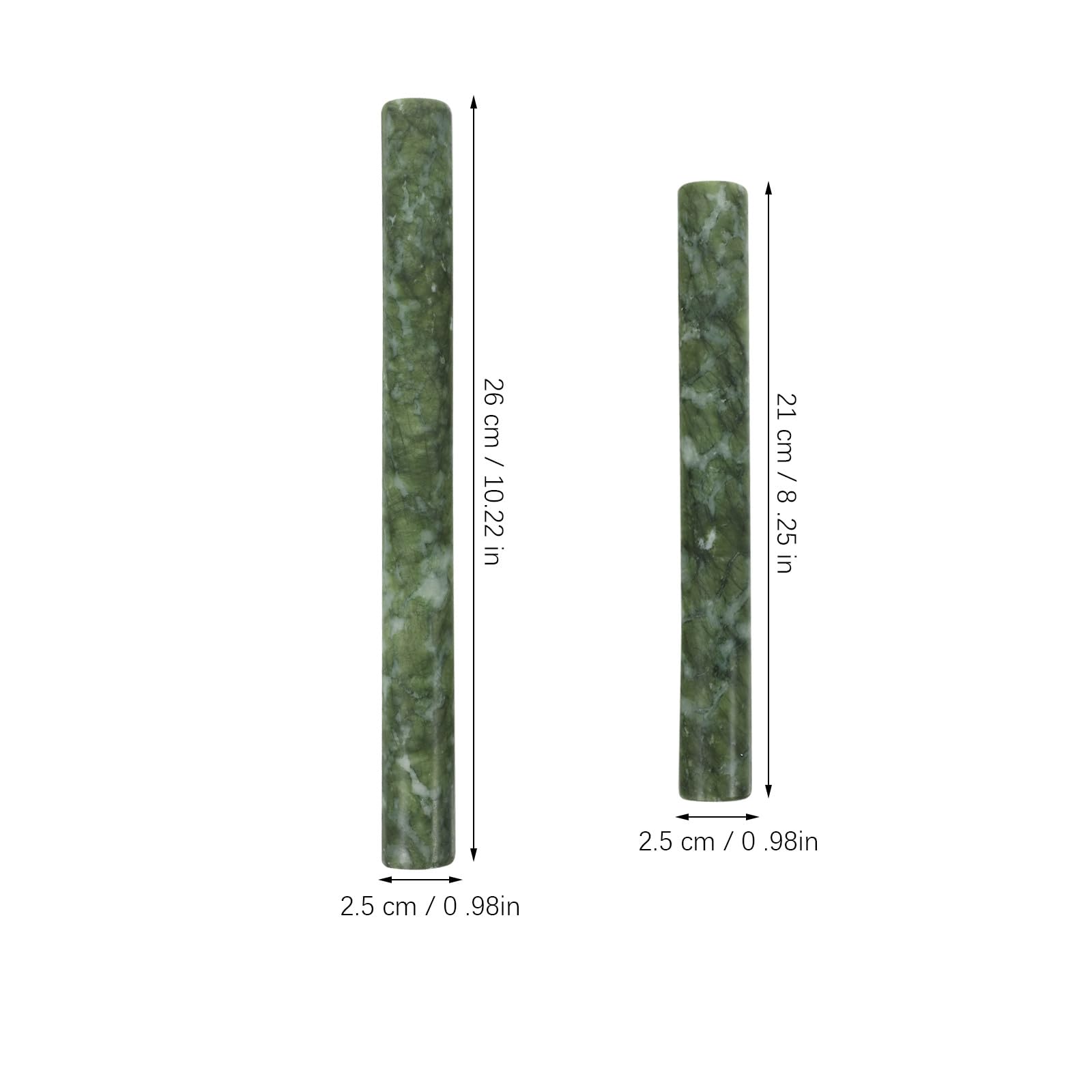 Lot de 2 Rouleaux à Pâtisserie en Jade Naturel Vert, Surface Antiadhésive Prise Confortable, pour Pâte à Raviolis et Pâtisserie Maison