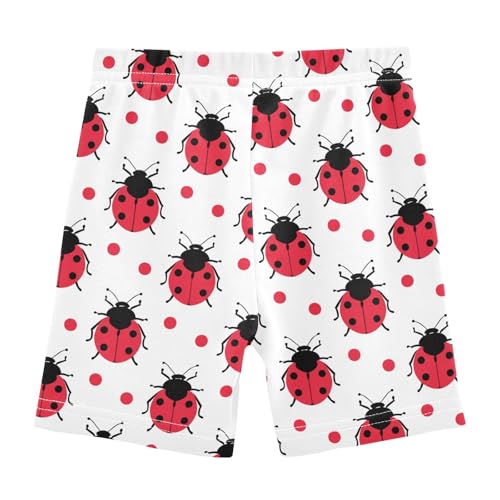 Cartoon Ladybug Pattern Girls Shorts Elastic Waist Sports Shorts Girls Leggings Pants for 4-10 Years2