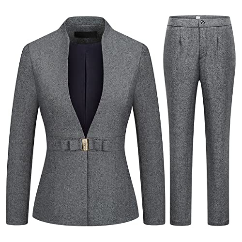 MODFUL Women's Business Pant Suit Set 2 Piece Slim Fit Blazer Jacket One Button Buckle Closure Lady Work Suit for Office