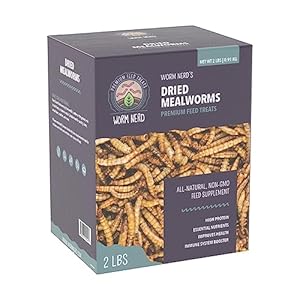 WN59 2LB Dried Mealworms Non-GMO High Protein and Fiber Treat for Chickens, Birds, Reptiles, Amphibians, Fish