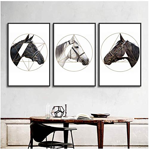 Affiche et prints toile cheval peinture décorative moderne salon géométrique 50x70