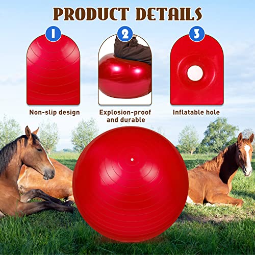 2 Pcs 40 Inch Horse Ball For Play Large Horse Ball Big Herding Ball For Horse Anti Burst Horse Soccer Ball Giant Horse Play Ball Toys For Horses To Play With, Pump Included (Red, 40 Inch) #TOP2