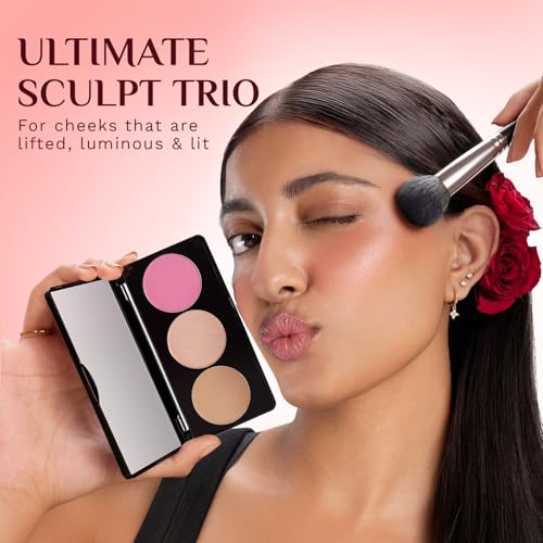 Image of Pilgrim 3-in-1 Face Palette | Blush, Highlighter & Contour Face Makeup Kit | Highly Pigmented & Long Lasting | 12g (Sultry Romance -02)