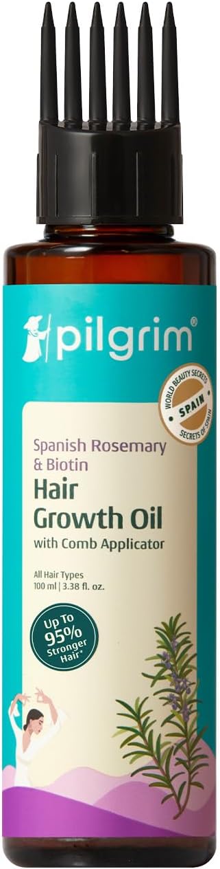 Pilgrim Spanish Rosemary & Biotin Hair Growth Oil to Control Hair Fall & Strengthens Hair 100ml | Rosemary oil for hair growth | Reduces Hair Fall | Strengthens Hair