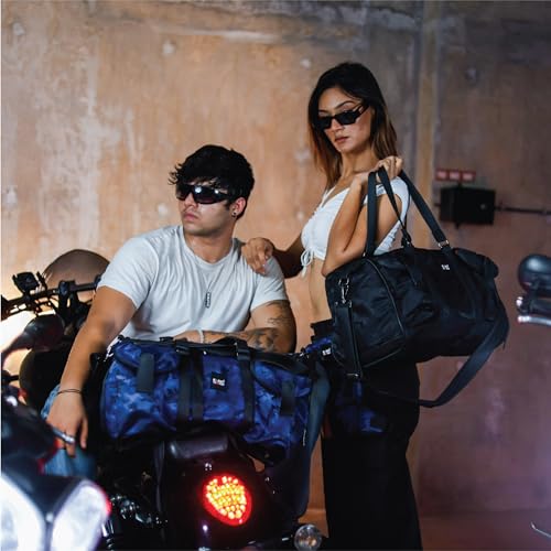 Image of Monkey Troopers Roam Duffle with Bike Skin, 30L Travel & Gym Bag with Wet Pocket, Shoe Compartment, Detachable Sling, Lightweight, Durable Duffel for Men & Women, Weekend & Sports Use (Blue)