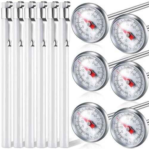 Xuhal 6 Pcs Stainless Steel Kitchen Dial Thermometer 5",White
