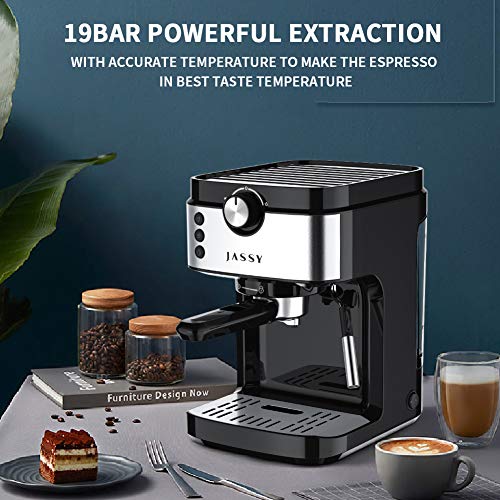 Espresso Machines Cappuccino Machines 20 Bar with Powerful Milk Frother Wand for Home Barista Brewing,Double Cups Choices & Thermo Block Heating System,1700W(Black)