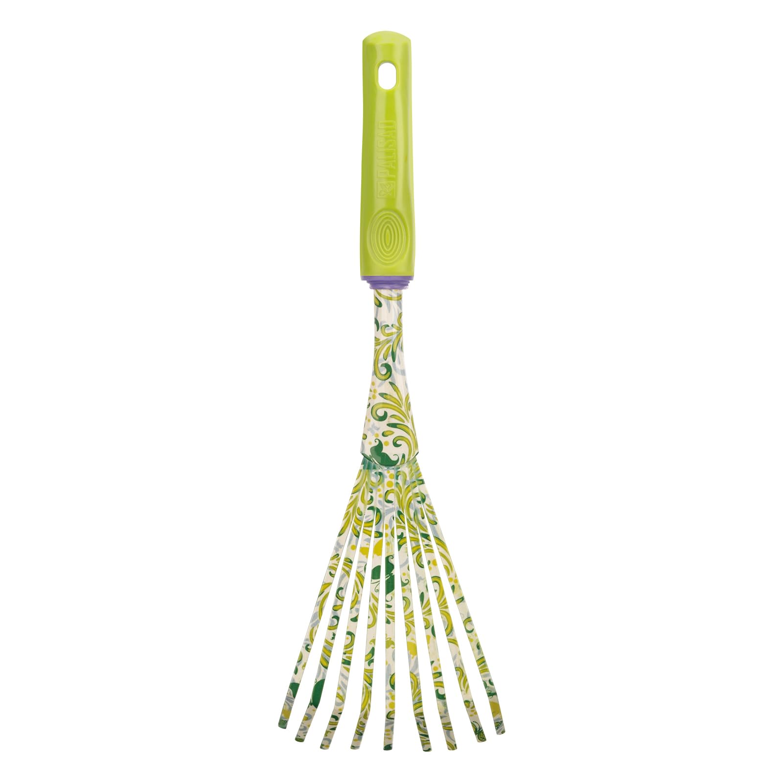 Palisad Fan Rake 9 - Teeth, 75 x 385 mm, Steel, Plastic Handle, Flower Green for villas, garden and parks (620428)