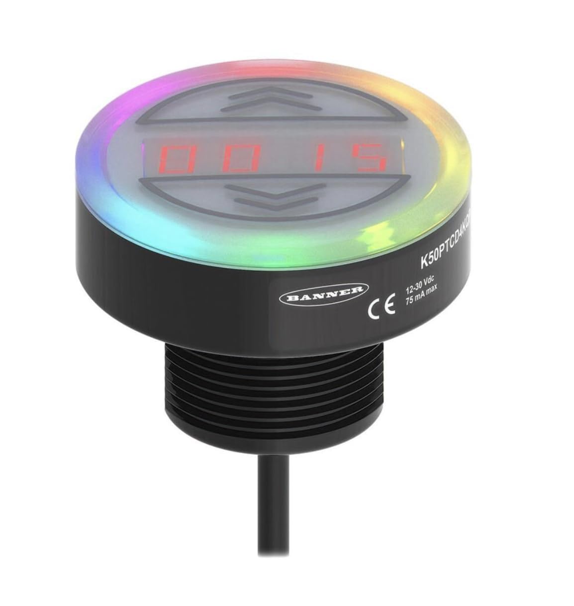 K50PTCD4KQP,Beacons K50 Pro Compact Touch with IO-Link; Polycarbonate; 18-30 V dc; IP67 IP69K; 4 Digit 7 Segment LED Display; Multicolor; 150 mm (6 in) 4-pin M12 PVC Pigtail QD