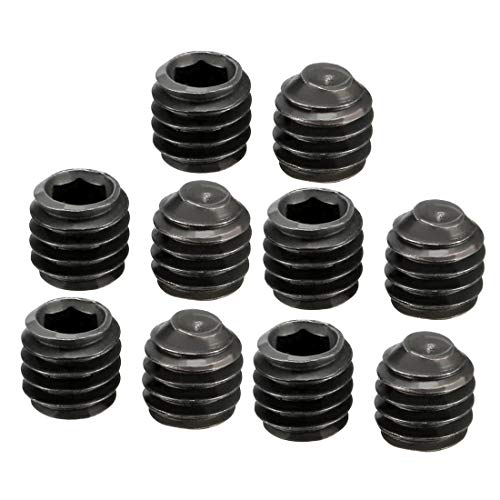 sourcing map 10Pcs Metal Black M4x4mm Hex Socket Grub Screw for RC Model Car Spare Part