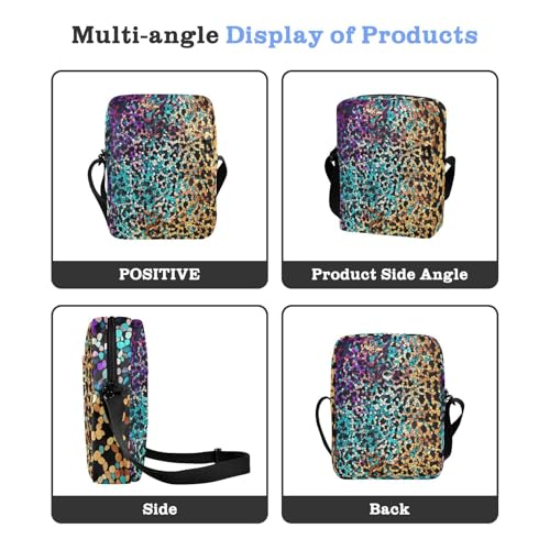 messenger bag cute Crossbody Bags For Women Lady Shoulder Handbags Adjustable Strap for Outdoor Daily Outdoor Daily- Leopard Gradient Glitter Decoration Sequins Blue Purple Yellow4