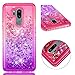 Produktbild HMTECH LG G7 Hülle Glitzer Gradient Rosa Lila Herz Flüssigkeit Fließende Liquid Weiche Silikon Durchsichtige Stoßdämpfung Schale Bumper Etui für LG G7,Pink Purple Liquid