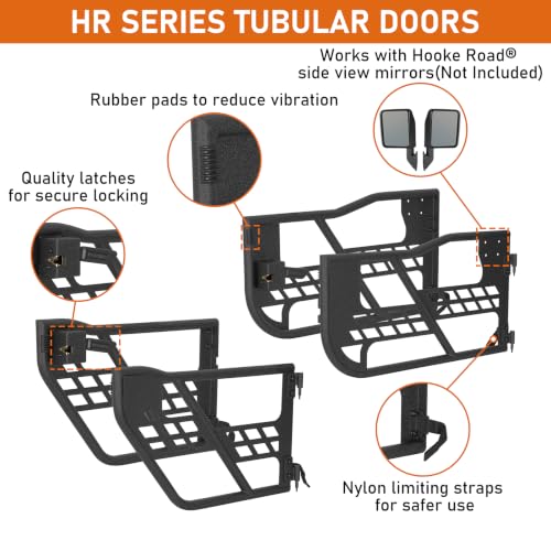 Image of Hooke Road for Jeep JK Trail Doors Offroad Steel Tube Doors Compatible with 2007-2018 Jeep Wrangler JK Unlimited 4-Door Sahara Rubicon Sport