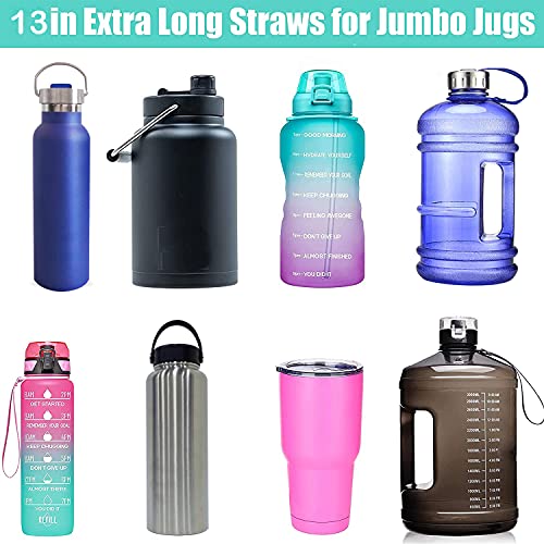 Dakoufish 13 Inch Reusable Clear Tritan Straws Extra Long For 32 Oz-100 Oz Tall Water Bottle Mug Tumblers Rambler Mason Jar 12Packs With One Brush (13Inch,Clear) #TOP6