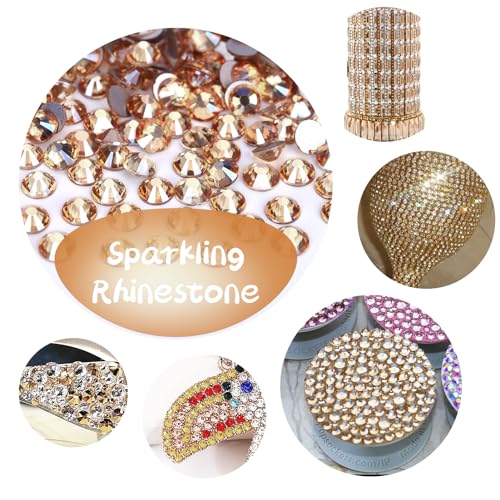 Image of 10000PCS Golden Shadow Rhinestones Bulk, Flat Back Crystal Glass Stone Round Gems,SS20, 4.6-4.8mm