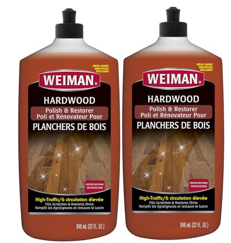 Weiman - Weiman Wood Floor Polish and Restorer 32 Ounce (2 Pack) - High-Traffic Hardwood Floor, Natural Shine, Removes Scratches, Leaves Protective Layer