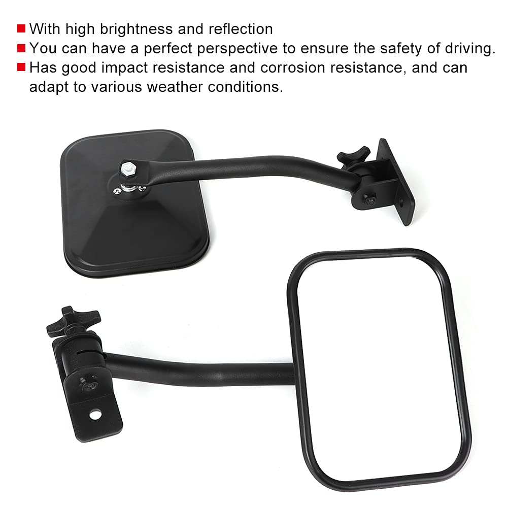 Specchio Retrovisore Quadrato per Auto, Ricambio Laterale, Colonna a Pilastro, Accessorio per Auto Adatto per YJ TJ JK 07-17