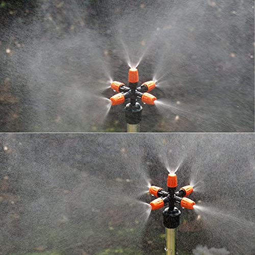 Yulaiyoen Garden Irrigation Sprinklers Head 10 Pack Five Head Misting Spray Nozzle 360° Micro Irrigation System 1/2 Inch Drip Irrigation Parts For Garden Watering,Patio,Lawn,Greenhouse Supplies #TOP3
