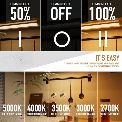 Image of ZAGO 12 Inch LED Hardwired Under Cabinet Lighting with Clamp Connector, 5CCT Switchable, Undercounter Led Lights for Kitchen, 120V, 6W, 430-510LM, ETL & Damp Rated, White, 4 Packs